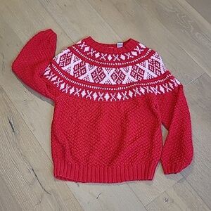 Vintage Distinction Knitted by Hand Red/White Fair Isle Sweater Women's sz L